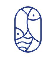 icône de logo de poisson de mer ou de rivière ronde vectorielle. silhouette de ligne abstraite moderne simple pour la conception culinaire de fruits de mer ou la boutique de sushi vecteur