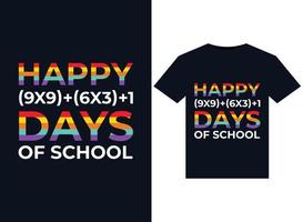 illustrations des jours heureux de l'école pour la conception de t-shirts prêts à imprimer vecteur