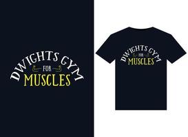 dwights gym for muscles illustrations pour la conception de t-shirts prêts à imprimer vecteur