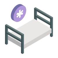 une icône de conception isométrique de lit d'hôpital vecteur