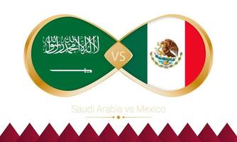 icône dorée de l'arabie saoudite contre le mexique pour le match de football 2022. vecteur