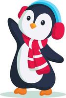 pingouin mignon à l'illustration de conception de personnage d'hiver vecteur