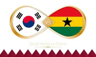 icône dorée de la corée du sud contre le ghana pour le match de football 2022. vecteur