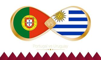 portugal contre uruguay icône dorée pour le match de football 2022. vecteur