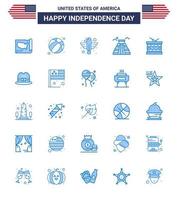 gros pack de 25 usa joyeux jour de l'indépendance usa vector blues et symboles modifiables de tambour américain american landmark state modifiable usa day vector design elements