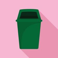 icône de poubelle de parc vert, style plat vecteur
