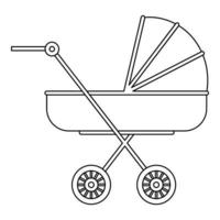 icône de poussette de bébé, style de contour vecteur