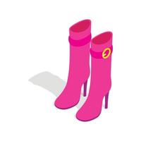 icône de bottes hautes roses pour femmes, style 3d isométrique vecteur