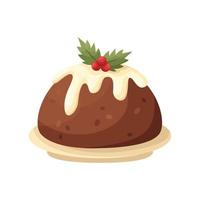 illustration vectorielle d'un plat anglais - pudding de Noël. cuisine pour le nouvel an et noël. style plat. vecteur