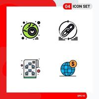 groupe de 4 signes et symboles de couleurs plates remplies pour le site Web de lien de stratégie oculaire démarrage d'éléments de conception vectoriels modifiables vecteur