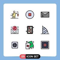 9 icônes créatives signes et symboles modernes du mariage du conseil d'administration courrier infecté coeur éléments de conception vectoriels modifiables vecteur