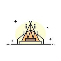 modèle de logo d'entreprise de camping de tente de camp couleur plate vecteur