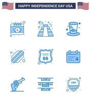 gros pack de 9 usa joyeux jour de l'indépendance usa vector blues et symboles modifiables de signe sécurité jour états américains modifiables usa day vector design elements