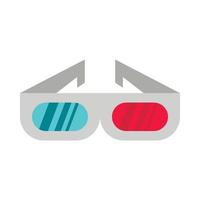 Icône de lunettes de cinéma 3d, style plat vecteur