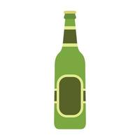 icône de bouteille verte de bière en verre, style plat vecteur
