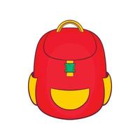 icône de sac à dos rouge en style cartoon vecteur