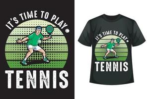 il est temps de jouer au tennis - modèle de conception de t-shirt de tennis vecteur