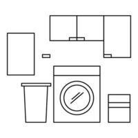 icône de la salle de lavage, style de contour vecteur