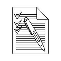 document avec plan et icône de stylo, style de contour vecteur