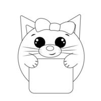 chat mignon avec affiche sans texte en noir et blanc pour félicitation vecteur