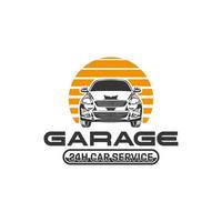 modèle de conception de logo de service et de réparation de voiture de garage vecteur