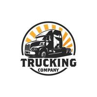 logo de l'entreprise de camionnage. modèle de conception de logo d'emblème de transport par camionnage ou d'expédition vecteur