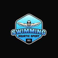 logo d'un nageur. inspiration de modèle de conception de logo de club de natation ou d'école de natation vecteur