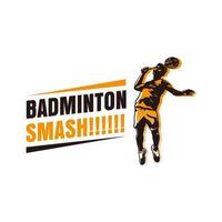 joueur de badminton passionné moderne en logo d'action, modèle de conception de logo de badminton créatif vecteur