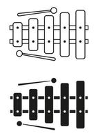 vecteur de conception plate icône xylophone noir et blanc