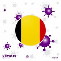 priez pour la belgique covid19 coronavirus typographie drapeau restez chez vous restez en bonne santé prenez soin de votre propre santé vecteur