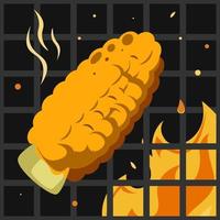 illustration de maïs grillé rôti sur un filet de gril vecteur
