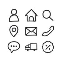 icône de contact définie pour le symbole de communication d'entreprise vecteur