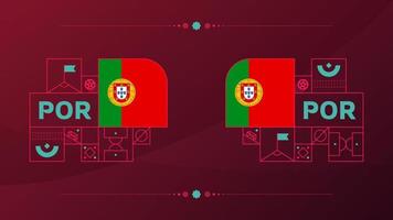 drapeau du portugal pour le tournoi de coupe de football 2022. drapeau de l'équipe nationale isolée avec des éléments géométriques pour l'illustration vectorielle de football ou de football 2022 vecteur