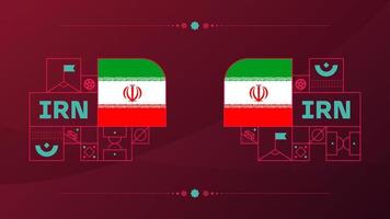 drapeau iranien pour le tournoi de coupe de football 2022. drapeau de l'équipe nationale isolée avec des éléments géométriques pour l'illustration vectorielle de football ou de football 2022 vecteur