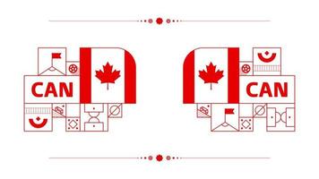 drapeau du canada pour le tournoi de coupe de football 2022. drapeau de l'équipe nationale isolée avec des éléments géométriques pour l'illustration vectorielle de football ou de football 2022 vecteur