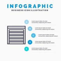 porte ville construction maison ligne icône avec 5 étapes présentation infographie fond vecteur