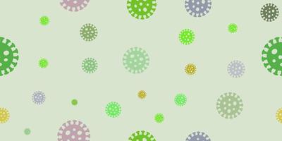 virus harmonieux dans les tons verts. coronavirus ou fond de cellules covid-19, nouveau virus, vecteur du concept de situation d'épidémie de maladie corona. illustration vectorielle.