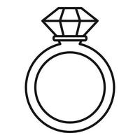 icône de bague en diamant de cérémonie, style de contour vecteur