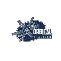 recherche spatiale avec icône rétro de la station orbitale vecteur