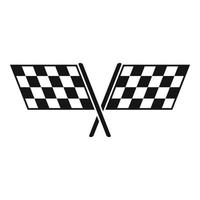 icône de drapeaux de course croisés, style simple vecteur