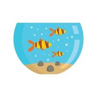 icône d'aquarium de poissons rouges, style plat vecteur