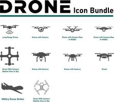 ensemble d'icônes de drone vectoriel entièrement modifiable et évolutif. meilleure utilisation pour l'agriculture, l'immobilier et différentes industries
