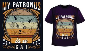 conception de t-shirts d'animaux mon patronus est un chat vecteur