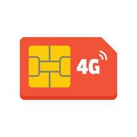 icône de carte sim 4g, style plat vecteur