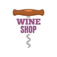 logo de tire-bouchon de magasin de vin, style plat vecteur