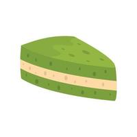icône de gâteau matcha vert, style plat vecteur