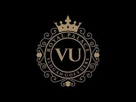 lettre vu logo victorien de luxe royal antique avec cadre ornemental. vecteur