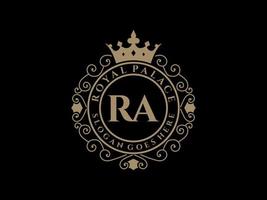 lettre ra logo victorien de luxe royal antique avec cadre ornemental. vecteur