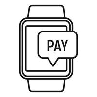 icône de paiement smartwatch nfc, style de contour vecteur