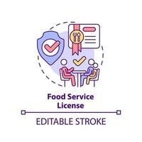 icône de concept de licence de service alimentaire. illustration de fine ligne d'idée abstraite de licence de restaurant. à emporter et livraison. dessin de contour isolé. trait modifiable. vecteur